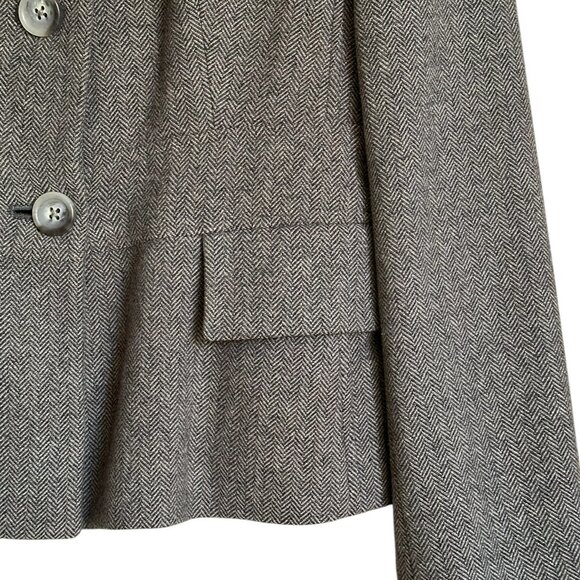 Banana Republic brown/cream herringbone fitted wool jacket Sz 4 - Picture 3 of 8